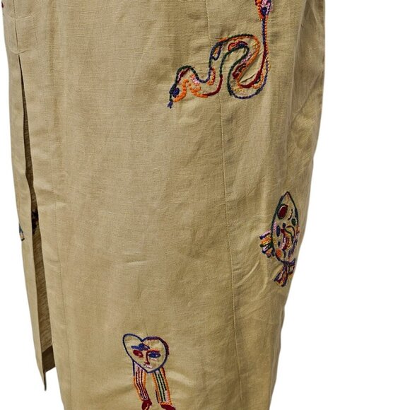 Farm Rio x Anthropologie Embroidered Linen Blend Dress, Embroidered, Beaded, S - Picture 11 of 11